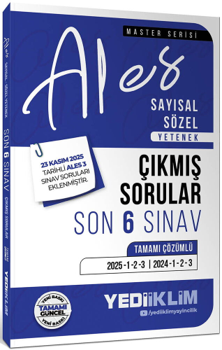 Yediiklim Yayınları 2026 ALES Sayısal Sözel Yetenek Tamamı Çözümlü Son 6 Sınav Çıkmış Sorular