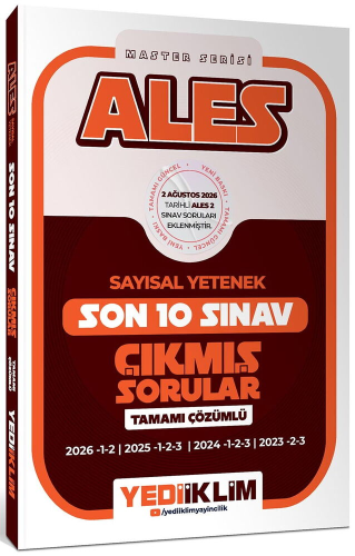 Yediiklim Yayınları 2027 ALES Master Serisi Sayısal Yetenek Tamamı Çözümlü Son 10 Sınav Çıkmış Sorular