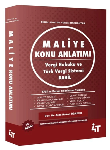 KPSS A Kitapları,Konu Anlatımlı, - 4T Yayınları - 4T Yayınları Maliye 