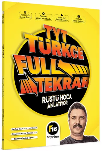 F10 Yayınları 2023 Rüştü Hoca TYT Türkçe Full Tekrar Video Ders Kitabı