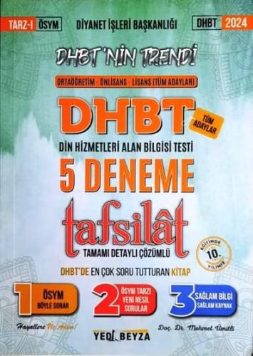 Yedibeyza Yayınları 2024 DHBT Tafsilat 5 Deneme Çözümlü Mehmet Ümütli