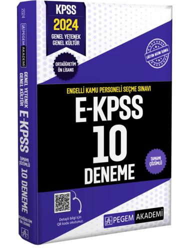 Pegem Yayınları 2024 E-KPSS Tamamı Çözümlü 10 Deneme (Ortaöğretim-Önlisans)