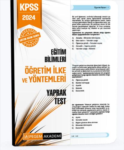 Pegem Yayınları 2024 KPSS Eğitim Bilimleri Öğretim İlke ve Yöntemleri 