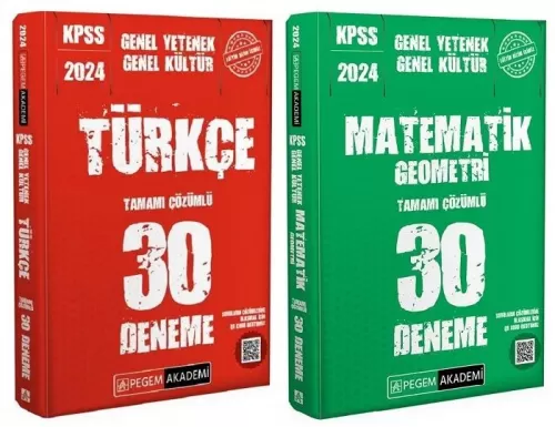 Pegem Yayınları 2024 KPSS Genel Yetenek Tamamı Çözümlü 2'li Set 60 Den