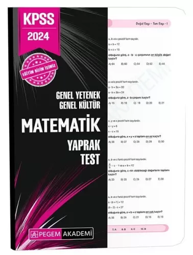 Pegem Yayınları 2024 KPSS Matematik Yaprak Test Komisyon