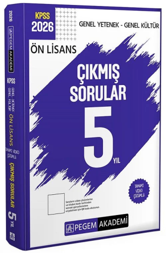 Pegem Yayınları 2026 KPSS Genel Yetenek Genel Kültür Ön Lisans Çıkmış Sorular 5 Yıl