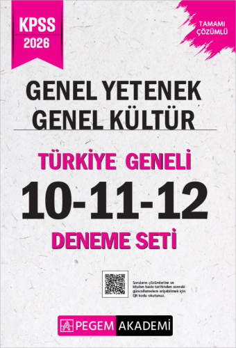 Pegem Yayınları 2026 KPSS Genel Yetenek Genel Kültür Tamamı Çözümlü Türkiye Geneli 10-11-12 (3'lü Deneme Seti)
