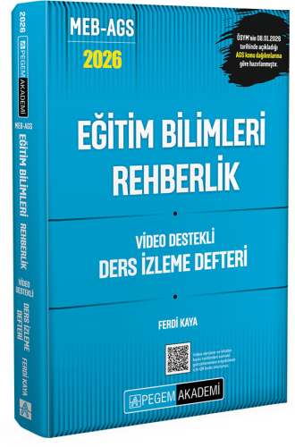 Pegem Yayınları 2026 MEB AGS Eğitim Bilimleri Rehberlik Video Destekli Ders İzleme Defteri