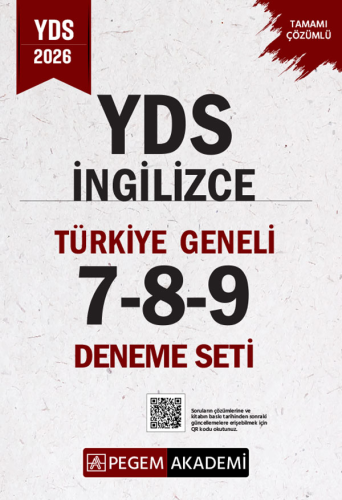 Pegem Yayınları 2026 YDS İngilizce Tamamı Çözümlü Türkiye Geneli 7-8-9 (3'lü Deneme Seti)