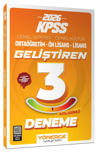 Yönerge Yayınları 2026 KPSS Genel Yetenek Genel Kültür Geliştiren 3 Deneme Çözümlü