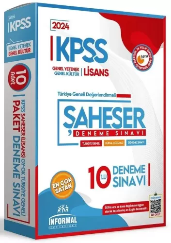 İnformal Yayınları 2024 KPSS Lisans Şaheser Türkiye Geneli 10 Deneme D