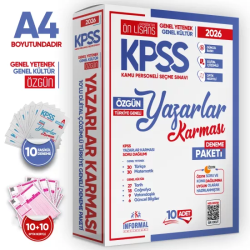 Deneme Sınavları - İnformal Yayınları 2026 KPSS ÖnLisans Yazarlar Karm