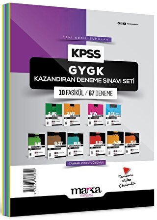 Marka Yayınları 2024 KPSS GYGK Kazandıran Deneme Sınavı Seti 10 Fasikü