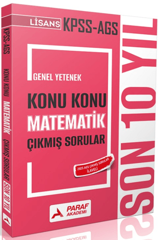 - Paraf Akademi KPSS AGS Genel Yetenek Konu Konu Matematik Çıkmış Soru