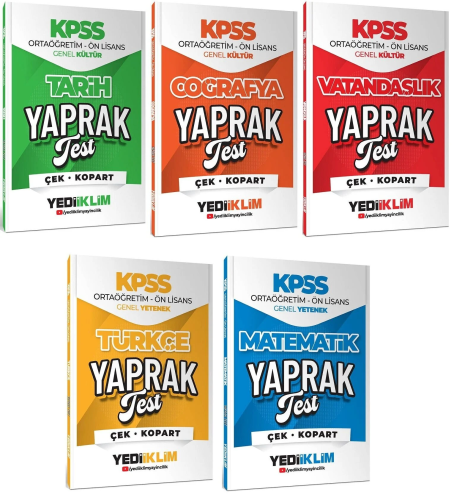 KPSS Lise Önlisans,Yaprak Test, - Yediiklim - Yediiklim Yayınları 2026