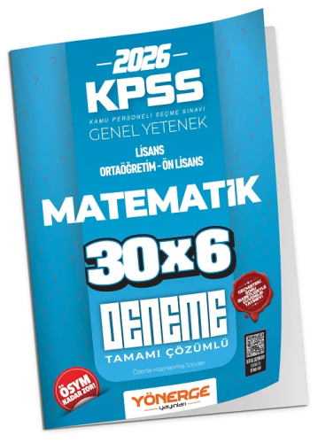 Yönerge Yayınları 2026 KPSS Matematik İLELEBET 30x6 Deneme Çözümlü