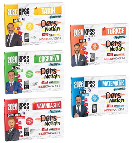 İndeks Akademi 2026 KPSS Genel Yetenek Genel Kültür Akademisi Video Ders Notları 5'li Set