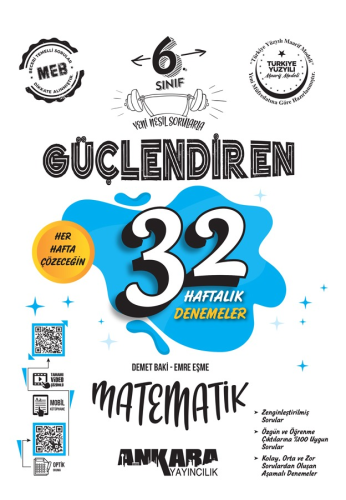 Ankara Yayıncılık 6. Sınıf Güçlendiren 32 Haftalık Matematik Kazanım Denemeleri
