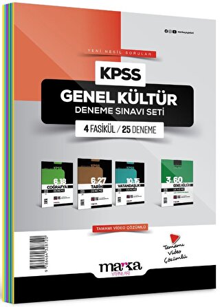 Marka Yayınları 2024 KPSS Genel Kültür Deneme Sınavı Seti 4 Fasikül 25