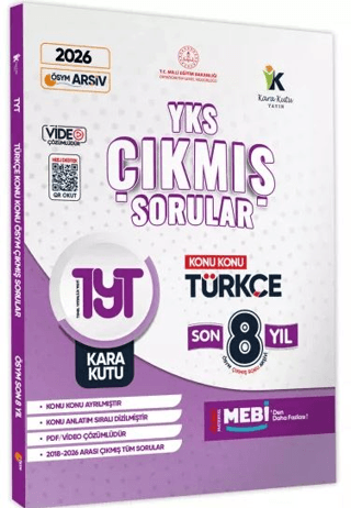 Karakutu Yayınları 2026 TYT Türkçe Karakutu ÖSYM Çıkmış Soru Bankası Video/PDF Çözümlü Konu Konu Son 8 Yıl
