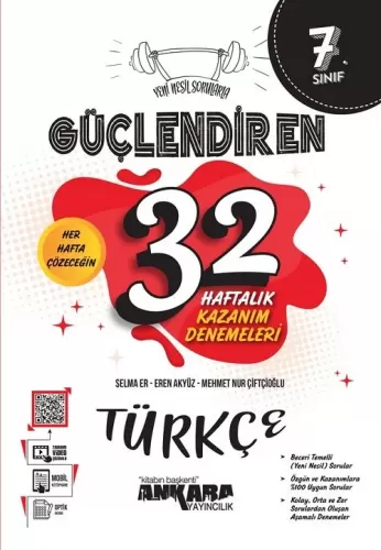 Ankara Yayıncılık 7. Sınıf Türkçe Güçlendiren 32 Haftalık Kazanım Dene