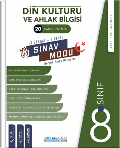 Pruva Akademi 8. Sınıf Din Kültürü ve Ahlak Bilgisi Sınav Modu 20 Deneme
