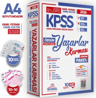 İnformal Yayınları 2026 KPSS ÖnLisans Yazarlar Karması GY-GK Türkiye Geneli Kurumsal 10'lu Deneme Paketi Dijital Çözümlü