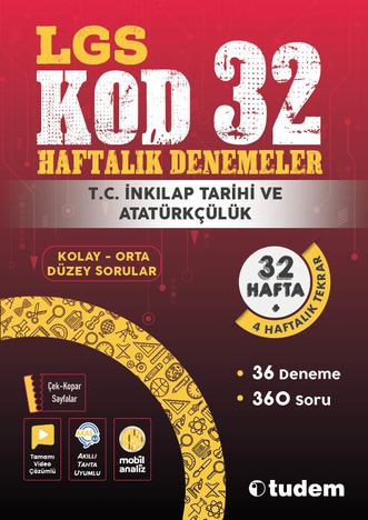 Tudem Yayınları LGS TC İnkılap Tarihi ve Atatürkçülük Kod 32 Haftalık 