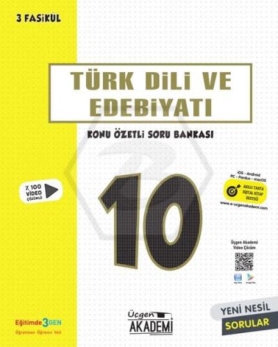 Üçgen Akademi Lise 10. Sınıf Türk Dili ve Edebiyatı Konu Özetli Soru Bankası