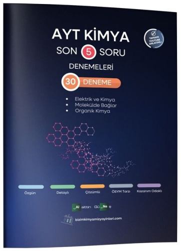 Alaittin Güneş AYT Kimya Son 5 Soru Denemeleri 30 Deneme