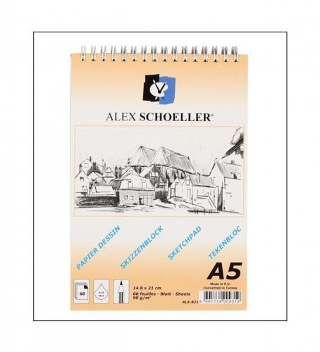 Alex Schoeller Eskiz Blok Spiralli Dikey 60 YP 90 GR A5 ALX-821