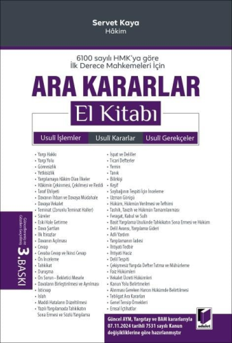 Hukuk Kitapları, - Adalet Yayınevi - Ara Kararlar El Kitabı