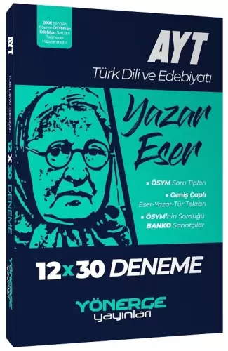 Yönerge Yayınları AYT Türk Dili ve Edebiyatı Yazar Eser 12x30 Deneme K