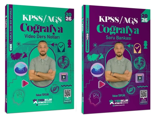 Yediiklim Yayınları 2026 KPSS Coğrafya Atölye Video Ders Notları ve Soru Bankası 2'li Set