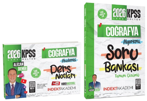 İndeks Akademi 2026 KPSS Coğrafya Akademisi Video Ders Notları ve Soru Bankası 2'li Set
