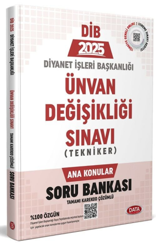 Data Yayınları 2025 Diyanet İşleri Başkanlığı Ünvan Değişikliği Sınavı Tekniker Ana Konular Soru Bankası - Karekod Çözümlü
