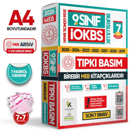 İnformal Yayınları 2026 9.Sınıf İOKBS (Bursluluk Sınavı) MEB Çıkmış Soru Tıpkı Basım 7 li Deneme