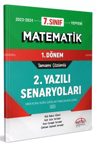 Editör Yayınları 7. Sınıf Matematik 1. Dönem Ortak Sınavı 2. Yazılı Senaryoları Tamamı Çözümlü