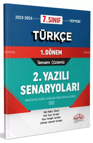 Editör Yayınları 7. Sınıf Türkçe 1. Dönem Ortak Sınavı 2. Yazılı Senar