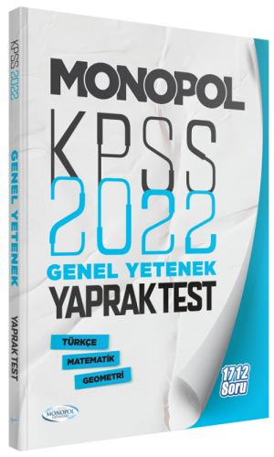 Monopol Yayınları 2022 KPSS Türkçe Matematik Geometri Yaprak Test Komi