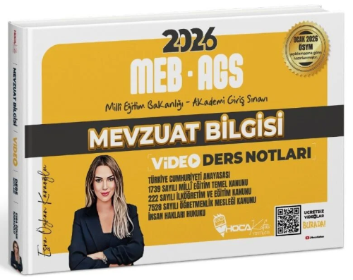 Hoca Kafası Yayınları 2026 MEB-AGS Mevzuat Bilgisi Video Ders Notları