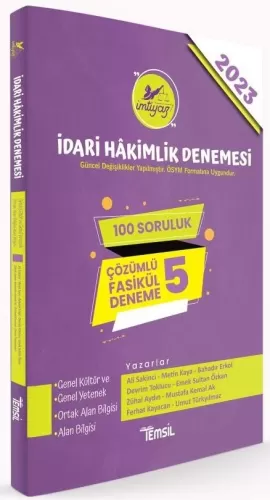 Temsil Yayınları 2023 İdari Hakimlik İMTİYAZ Fasikül 5 Deneme Çözümlü 