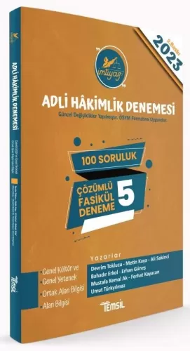 Temsil Kitap Yayınları 2023 İMTİYAZ Adli Hâkimlik Sınavı Çözümlü 5 Den