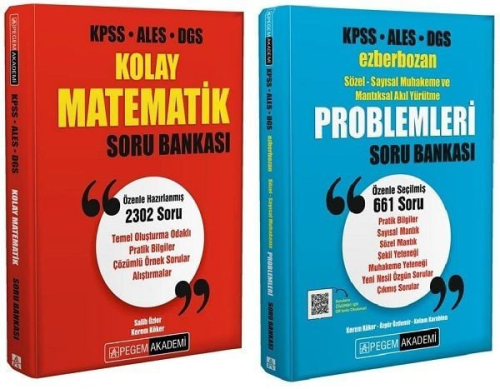 Pegem Yayınları KPSS ALES DGS Kolay Matematik ve Ezberbozan Problemler Soru 2'li Set