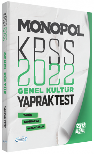 Monopol Yayınları 2022 KPSS Tarih Coğrafya Vatandaşlık Yaprak Test Kom