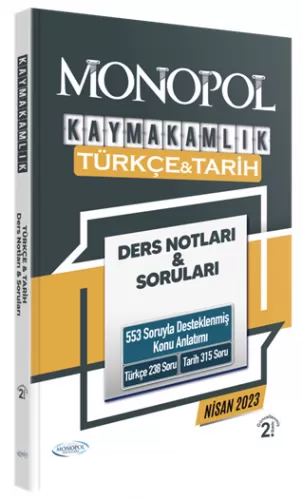 Monopol Yayınları Kaymakamlık Türkçe ve Tarih Ders Notları ve Sorular 