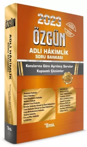 Temsil Kitap Yayınları 2023 Adli Hakimlik ÖZGÜN Soru Bankası Metin Ayd