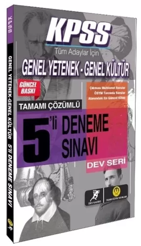 Tasarı Yayınları Dev Kadro KPSS Genel Yetenek Genel Kültür 5 Deneme Çö