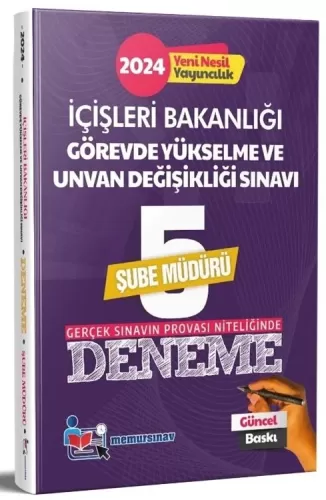 Memur Sınav 2024 GYS İçişleri Bakanlığı Şube Müdürü 5 Deneme
