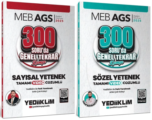 Yediiklim Yayınları 2025 MEB-AGS Sayısal ve Sözel Yetenek 600 Soruda Genel Tekrar Kampı 2'li Set